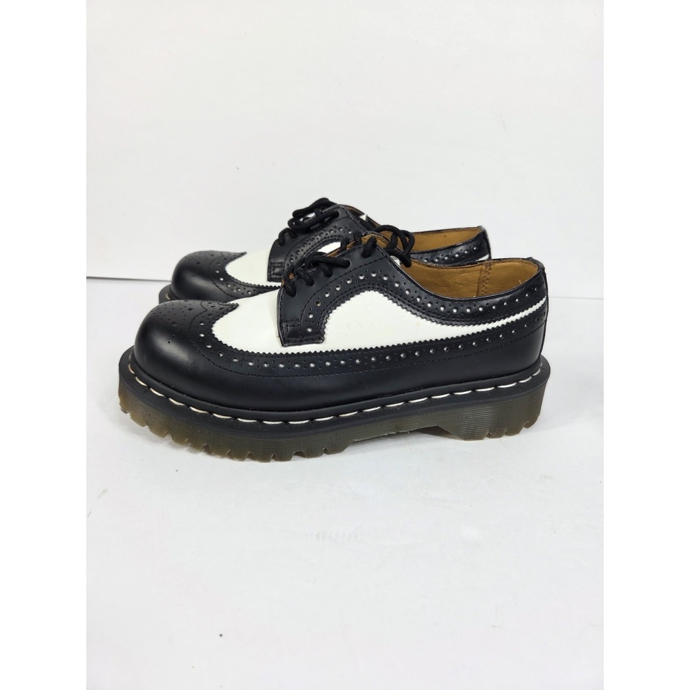 Doc Martens 10458 BEX Leather Brogue Oxford White Black US Men 6 Women Sz 7
